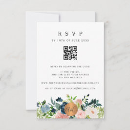 QR CODE bloemige elegante trouw uitnodiging RSVP