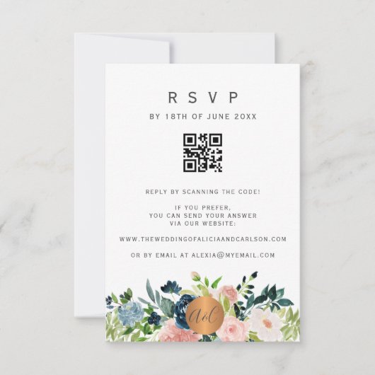 QR CODE bloemige elegante trouw uitnodiging RSVP (Voorkant)
