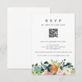QR CODE bloemige elegante trouwkaart RSVP Kaartje (Voorkant / Achterkant)