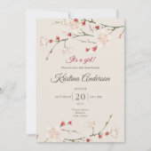 QR Code  Blossom Meisje Rood Baby shower Kaart (Voorkant)