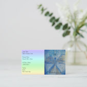 QR-Code-Blue Angel on a pastel rainbow background Visitekaartje (Staand voorkant)