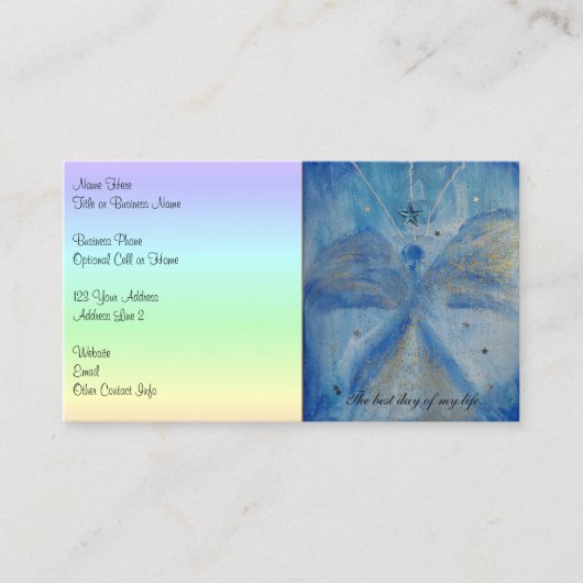 QR-Code-Blue Angel on a pastel rainbow background Visitekaartje (Voorkant)