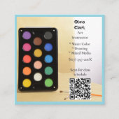 QR Code Blue Artist Tutor Educator Art teacher  Vierkante Visitekaartje (Voorkant)