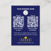 QR-code Blue Business Review GOOGLE en YELP Visitekaartje (Voorkant)