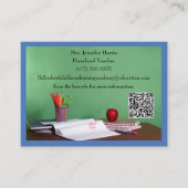 QR Code Blue Grade School Preschool Teacher  Visitekaartje (Voorkant)