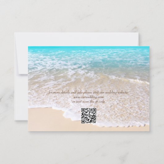 QR Code Blue Ocean Waves Tropical Beach Wedding Save The Date (Achterkant)