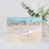 QR Code Blue Ocean Waves Tropical Beach Wedding Save The Date (Staand voorkant)
