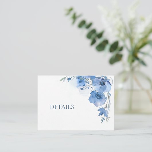 QR Code Blue Watercolor Flower  Informatiekaartje (Staand voorkant)