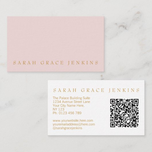 QR Code Blush Gold Visitekaartje (Voorkant / Achterkant)