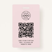 QR-code | Blush Pink Business Logo Professional Badge (Achterkant)