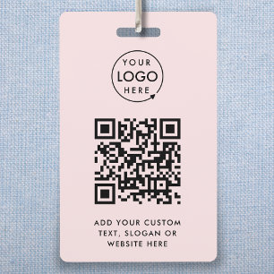 QR-code   Blush Pink Business Logo Professional Badge