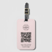 QR-code | Blush Pink Business Logo Professional Bagagelabel (Voorkant (verticaal))