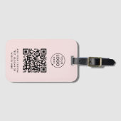 QR-code | Blush Pink Business Logo Professional Bagagelabel (Voorkant (horizontaal))