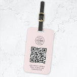 QR-code | Blush Pink Business Logo Professional Bagagelabel<br><div class="desc">Een eenvoudige douane gooit roze de sjabloon van het bedrijfsQR code bagagelabel in een moderne minimalistische stijl die gemakkelijk met uw bedrijf logo,  code QR en douanetekst kan worden bijgewerkt,  bijvoorbeeld aftasten me aan.. #QRcode #logo #luggagetag #business</div>