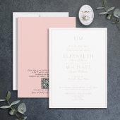 QR Code Blush Pink Classic Monogram Weddenschap Kaart