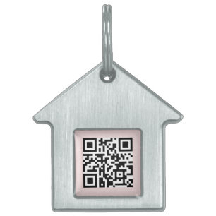 QR-code   Blush Pink Dog Cat bij verlies schaalbaa Huisdieren Naamplaatje