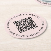 QR-code | Blush Pink Modern Feminine Girly Ronde Kartonnen Onderzetter (Gebogen)