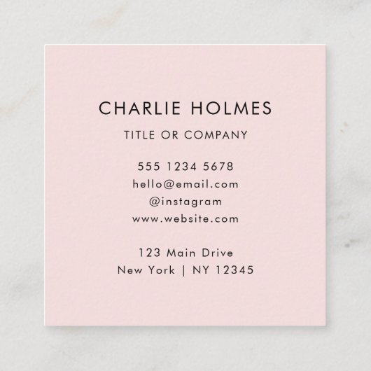QR Code | Blush Pink Modern Professional Vierkante Visitekaartje (Achterkant)