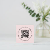 QR Code | Blush Pink Modern Professional Vierkante Visitekaartje (Staand voorkant)