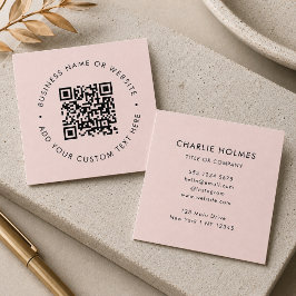 QR Code | Blush Pink Modern Professional Vierkante Visitekaartje