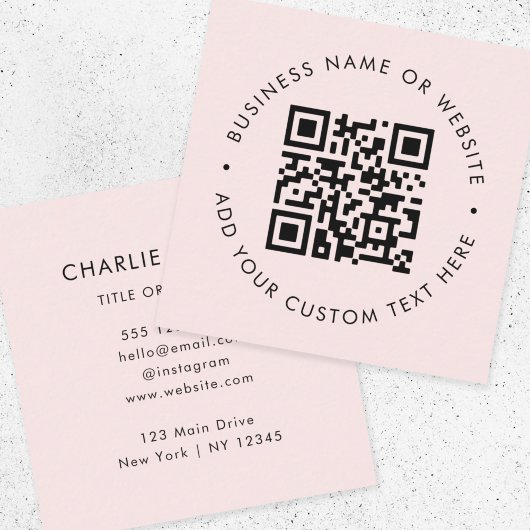QR Code | Blush Pink Modern Professional Vierkante Visitekaartje