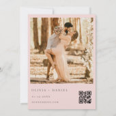 QR Code Blush Pink Photo Wildflower Wedding  Kaart (Achterkant)