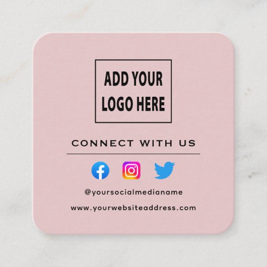 QR code Blush Pink volgt scannen om verbinding met Vierkante Visitekaartje (Voorkant)