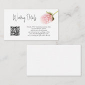 QR Code Blush Pink White Floral Weddenschap Detail Informatiekaartje (Voorkant / Achterkant)