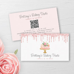 QR-code Blush roze Cake Glitter Drift Pastry Chef Visitekaartje