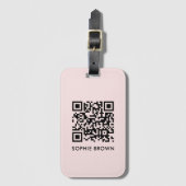QR code Blush roze feminine scannable Contact Lost Bagagelabel (Voorkant (verticaal))