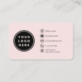 QR Code Blush Roze Foto Visitekaartje (Achterkant)
