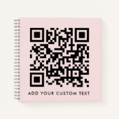 QR-code | Blush roze minimalistisch eenvoudig scan Notitieboek (Voorkant)
