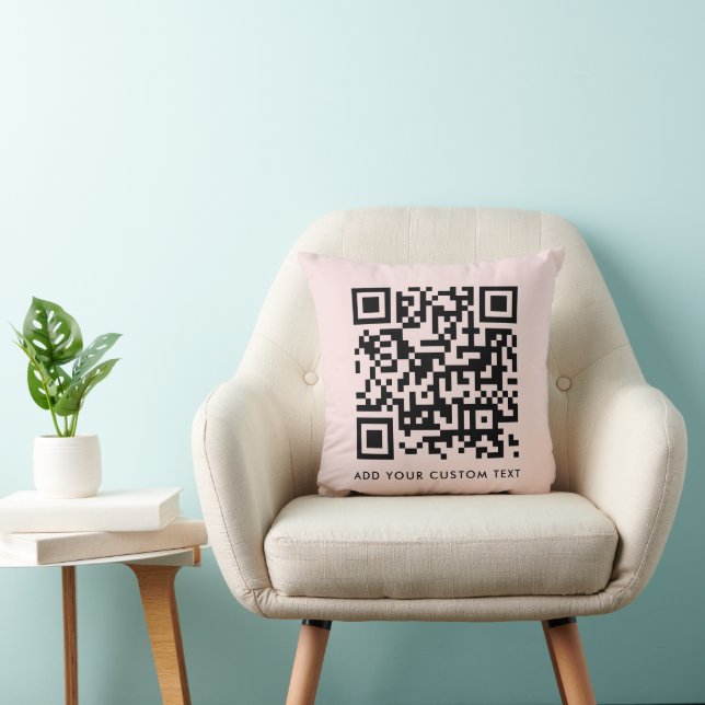 QR-code | Blush roze minimalistische eenvoudige sc Kussen (Stoel)