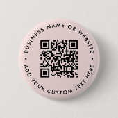 QR-code | Blush roze minimalistische moderne ronde Button 5,7 Cm (Voorkant)