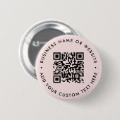 QR-code | Blush roze minimalistische moderne ronde Ronde Button 5,7 Cm (Voorkant /achterkant)