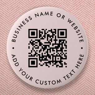 QR-code   Blush roze minimalistische moderne ronde Ronde Button 5,7 Cm
