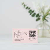 QR Code Blush Roze nagelsalon Manicurist Afsprakenkaartje (Staand voorkant)