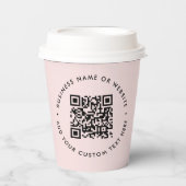 QR-code | Blush roze promotiebedrijf Papieren Bekers (Voorkant)