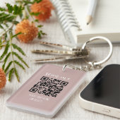 QR code Blush roze Visitekaartjes Uw Logo Sleutelhanger (Voorkant Rechts)