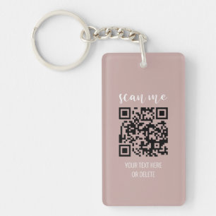 QR code Blush roze Visitekaartjes Uw Logo Sleutelhanger