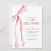 QR Code Blush Roze Waterverf Bow Baby shower Kaart (Voorkant)