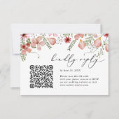 QR code Blush roze Waterverf Floral Weddenschap RS RSVP Kaartje (Voorkant)