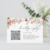 QR code Blush roze Waterverf Floral Weddenschap RS RSVP Kaartje (Staand voorkant)