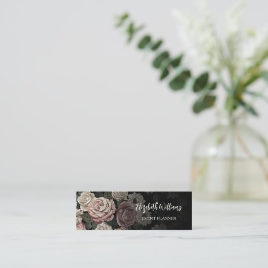 QR-code | Blush Rozen Black Mini Visitekaartje (Staand voorkant)