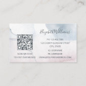 QR Code Blush Stapel Blauwe Waterverf Achtergrond Visitekaartje (Achterkant)