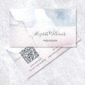 QR Code Blush Stapel Blauwe Waterverf Achtergrond Visitekaartje
