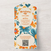 QR Code Boheem Retro Casual Huwelijk All In One Uitnodiging (Binnen)