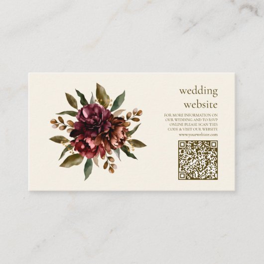 QR-code Boho Autumn Wildflower Botanische bruiloft Informatiekaartje (Voorkant)