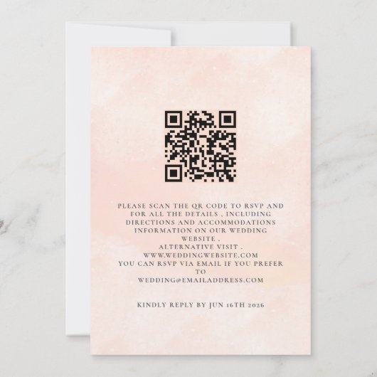 QR Code Boho Bloemen Bruiloft Uitnodiging (Achterkant)