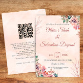 QR Code Boho Bloemen Bruiloft Uitnodiging